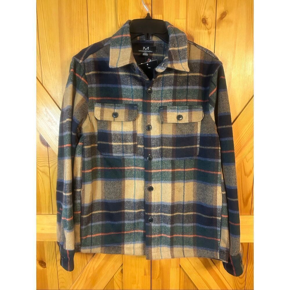 MAGASCHONI Brown Multicolor Thick Flannel Button Up Jacket NWT Size Small (5982)